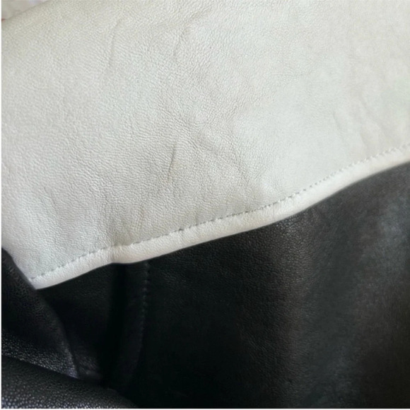 IRO Scottsdale Lamb Leather Moto Jacket Black & White - Picture 7 of 11